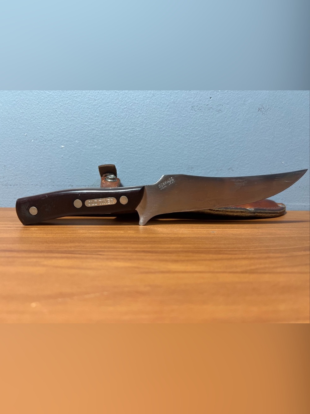 Vintage Schrade USA 150T Woodsman Deerslayer Sawcut Leather Sheath Hunting Knife